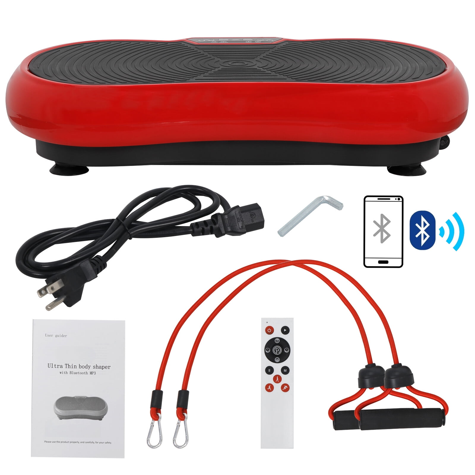 HomGarden Vibration Plate Exercise Machine, Full Body Workout Home Platform W/Bluetooth Red