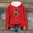 thumbnail image 4 of Yteetum Women's Oversized Christmas Hoodies Christmas Red Wine Glass Print Long Sleeved Fleece Hooded Sweatshirts Pullover Top Womens Xmas Graphic Loose Drop-Shoulder Fleece Hoodies Fall Winter, 4 of 5