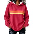 thumbnail image 2 of Women's Retro Stripe Hoodie Pullover Long Sleeve Colorful Casual Sweatshirt Top, 2 of 5