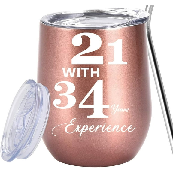 55th Birthday Gifts for Women, Gifts for Women 55 Years Old Birthday 12oz Wine Tumbler, Wine Tumbler Stainless Steel Unique Gift Idea for Her