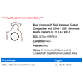 thumbnail image 2 of Rear Crankshaft Seal Retainer Gasket - Compatible with 2006 - 2007 Chevy Monte Carlo 5.3L V8 LS4 VIN C, 2 of 2