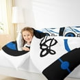 thumbnail image 4 of Manfei Abstract Music Note Full Size Comforter Sets,Geometric Circle Bedding Comforter Set,Blue Black White Bedding Sets,Luxury Bedroom Decor,3pcs, 4 of 8
