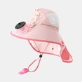 thumbnail image 2 of Ticikt Toddler Baby Sun Hat Summer UPF 50+ Protection for Boys Girls Kids Adjustable Beach Hats with Bucket Wide Brim and Rechargeable Fan,Color:Pink, 2 of 4