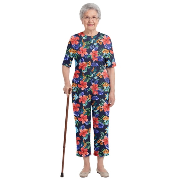 Aislor Women Dementia Elderly And Special Needs Elderly Special Need Adaptive Jumpsuit Casual Daily Wear Navy Blue 3XL