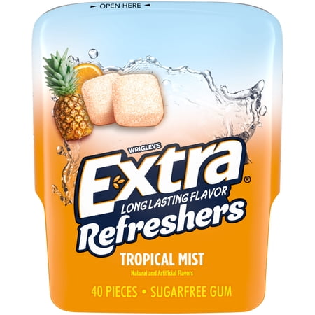 Extra Refreshers Tropical Sugar Free Chewing Gum -40 Pieces Bottle