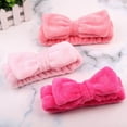 thumbnail image 3 of Soft Headbands for Washing Face Bow Knot Coral Fleece Hairband Elastic Facial Makeup Head Band Hair Band for Women Girls Spa Headwraps Headwear Hair Accessories O1T0, 3 of 9