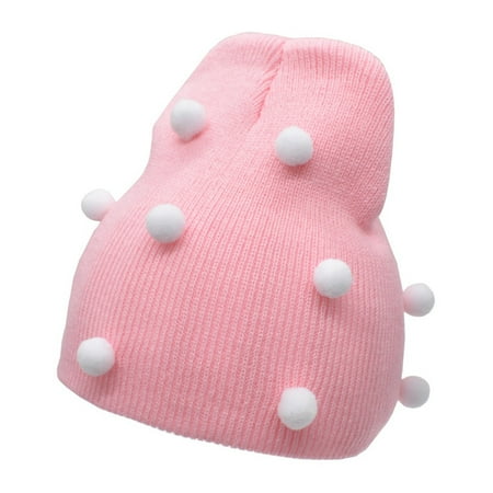 

Gubotare Baby Hats Boy And Keeping Children Color Cap Wool Hat Knitted Hairball Warm Baby Care C One Size