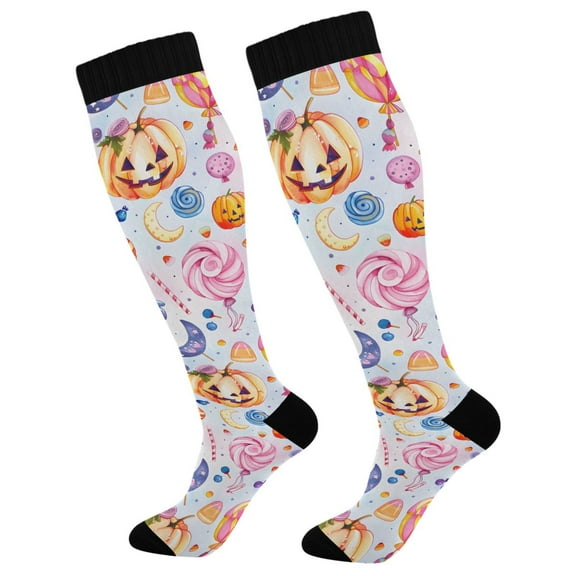 joogoo Magic Pumpkin Halloween Candy Socks Women Men Knee High Sock