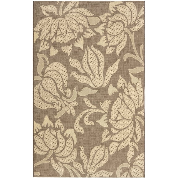 Safavieh Courtyard Bogdan Floral Indoor/Outdoor Area Rug, Light Chocolate/Cream, 5'3" x 7'7"