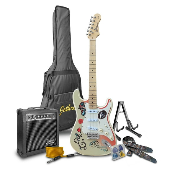 Paquete Guitarra Electrica Jethro Series By Steelpro 077-sk Color IVORY JH Material del diapasón Maple Orientación de la mano Diestro