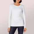 thumbnail image 2 of Women's Long Sleeve Cotton T-Shirt, Lightweight Crewneck Tee, Modern Fit, 2 of 16