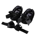 thumbnail image 1 of Baby Girls Mary Jane Flats with Bowknot Soft Sole Non-Slip Toddler Infant First Walker Princess Dress Shoes with Headband, 1 of 5