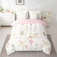 thumbnail image 2 of jejeloiu Kawaii Unicorn 7-Piece Bedding Comforter Set For Girls,Pink Hot Air Balloon King Bedding Sets Reversible, 2 of 8