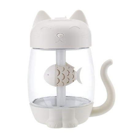 

Chicmine 350ml Cartoon Cat LED Night Light Humidifier Mini Fan Car Home Office Diffuser