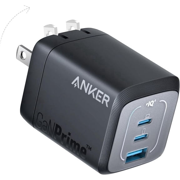 Restored Anker Prime 67W USB-C Charger, GaN 3-Port Compact Fast PPS Wall Charger compatible for MacBook Pro/Air, Pixelbook, iPad Pro, iPhone 14/Pro, Galaxy S23/S22, Note20, Pixel, Apple Watch, more