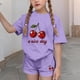 thumbnail image 5 of Conjuntos de blusas y camisas de cuello redondo y manga corta para niños, conjunto de dos piezas de top y pantalones cortos de manga corta con cuello redondo y manga corta para niños, top de poliéster, 5 of 6