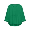 thumbnail image 4 of Summer Tops for Women Solid Color 3/4 Sleeve Dressy Crewneck T Shirts Casual 3/4 Sleeve Tees, 4 of 4