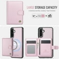 thumbnail image 6 of for Samsung Galaxy S24 Plus Wallet Case with Detachable Magnetic Card Holder, PU Leather + TPU, RFID Blocking Kickstand 2-in-1 Shockproof Drop Protective Phone Case with Magnetic Buckle, Pink, 6 of 12