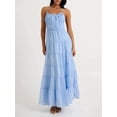 thumbnail image 4 of Jaimenalin Women'S Halter Tie Back Sleeveless Tiered Smocked Maxi Dress Blue XL, 4 of 7