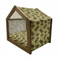thumbnail image 2 of Mandala Pet House, Overlapping Round Shapes Scale Retro Revival Fashion with Art Elements, Outdoor & Indoor Portable Dog Kennel with Pillow and Cover, 5 Sizes, Yellow and Black, by Ambesonne, 2 of 5