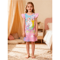 thumbnail image 4 of Girls Nightgowns 2-Pack Flutter Sleeve Pajama Dress Princess Unicorn Sleepwear for Toddler to Big Kids, 4 of 7