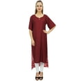 thumbnail image 1 of Bimba Women's Rayon Maroon Kurti Asymmetrical Hem Designer Kurta With Scarf - 22, 1 of 8
