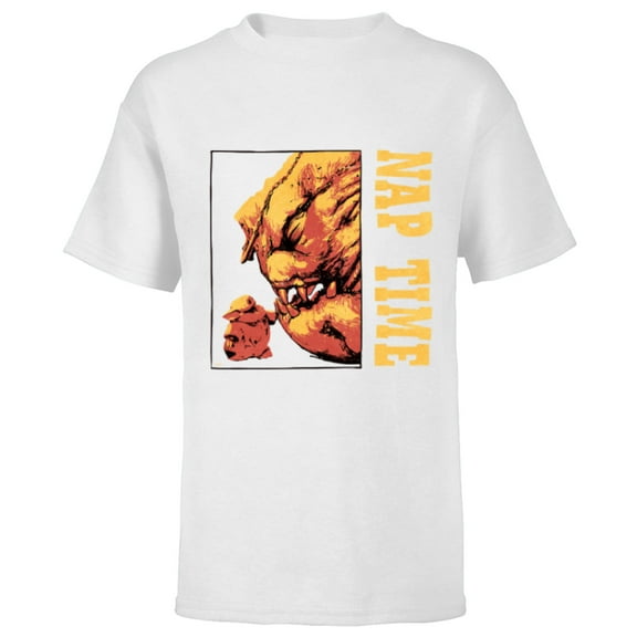 Star Wars The Mandalorian Grogu & Rancor Nap Time - Short Sleeve T-Shirt for Kids - Customized-White