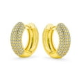 thumbnail image 2 of Bling Jewelry Womens Bridal CZ Micro Pave Slender Huggie Hoop Earrings, 2 of 5