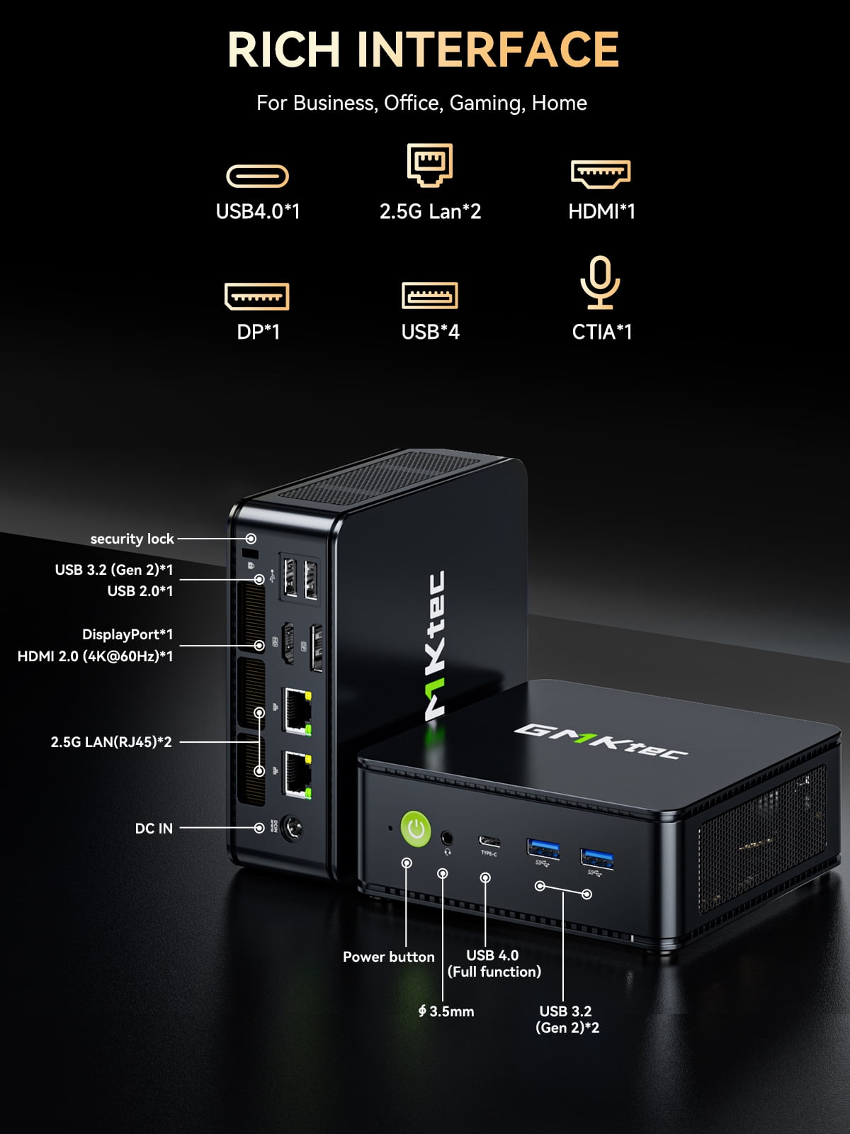 GMKtec M6 Ultra Mini PC, AMD Ryzen 5 7640HS, 16GB RAM 512GB SSD, Mini Desktop Computers, WiFi6E, BT5.2, Office Home Business HTPC, Dual NIC LAN 2.5GbE