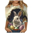 thumbnail image 3 of Feancey 3/4 Sleeve T Shirts for Women Easter Bunny Shirts Colorful Eggs 3D Print Tunic Tops Round Neck Loose Holiday Blouse Easter Day Shirt Funny Gift Gray 3XL, 3 of 6