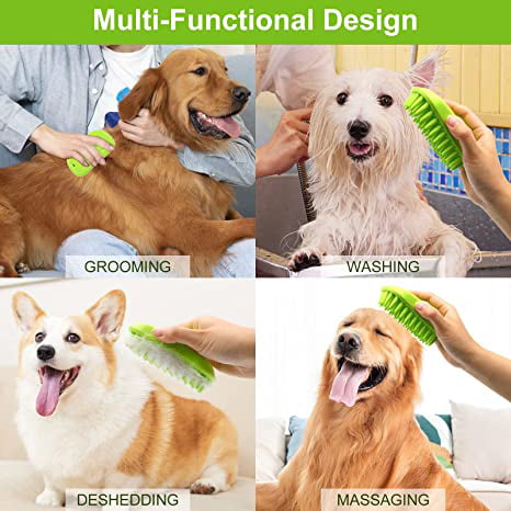 Dog Bath Brush Dog Grooming Brush, Lilpep Pet Shampoo Bath Brush Soothing  Massage Rubber Comb with Adjustable Ring Handle for Long Short Haired Dogs