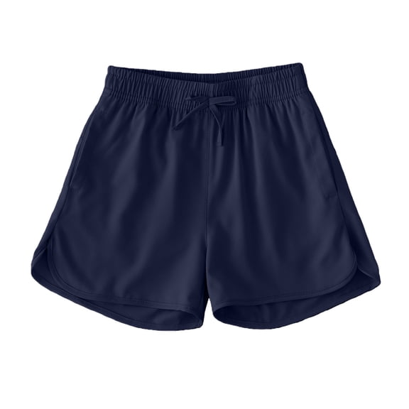 CPNG Girls Fashion Shorts Summer Thin Solid Color Loose Casual Shorts Elastic High Waist Drawstring Shorts(Navy,11-12 Years)