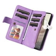 thumbnail image 4 of Multifunctional Case for Google Pixel 6,[RFID Blocking] 9 Credit Cards Holder with Wrist Strap, Premium PU Leather Zipper Wallet Purse Magnetic Flip Phone Cover for Google Pixel 6, Purple, 4 of 12