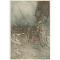 thumbnail image 2 of Arthur Rackham 14x18 Gold Ornate Wood Frame and Double Matted Museum Art Print Titled - ‘The Rain Always Made a Point of Setting in Just as He Had Some Outdoor Work to Do- (1905), 2 of 4