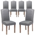 thumbnail image 3 of Snugway Dining Chair Grey Upholstered Parson Chair with Nailhead Trim, Set of 6, 3 of 9
