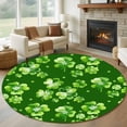 thumbnail image 2 of St. Patrick's Day Round Area Rugs Collection 8', Spring Shamrock Leaves Polka Dots Dark Green Non Slip Indoor Circular Throw Runner Rug Floor Mat Carpet for Living Room Dining Table Bedroom Nursery, 2 of 9