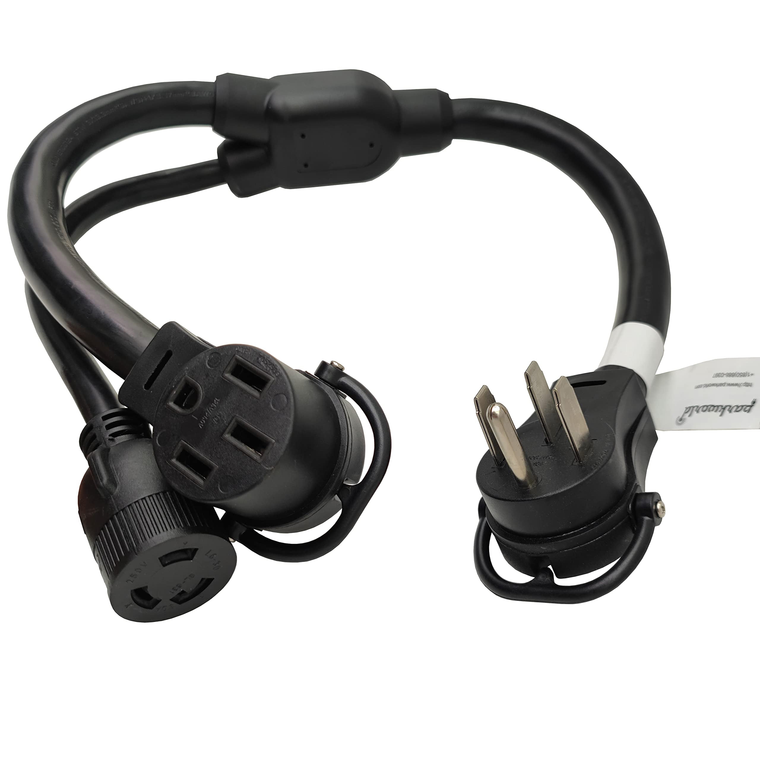 Parkworld 64255 NEMA 14-50P to L6-30R & 14-50R Splitter for 4-Prong RV or EV Charger (3 Feet)