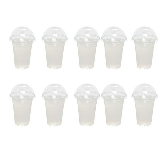 CHOK 100 Pcs 380ml Gobelets en Plastique Transparents Jetables avec Couvercles en Dôme à Trou pour Thé Jus de Fruits Thé au Lait avec Couvercles
