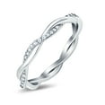 thumbnail image 3 of Simulated Cubic Zirconia Size-5 Full Eternity Crisscross Band Wedding Ring 925 Sterling Silver, 3 of 7