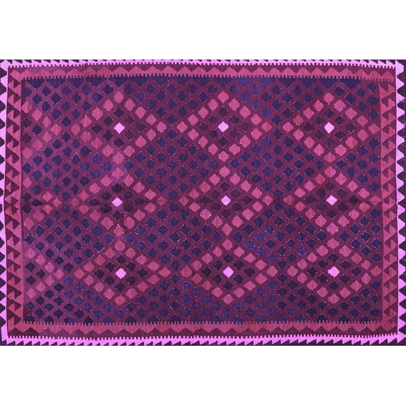 Ahgly Company Indoor Rectangle Oriental Purple Traditional Area Rugs, 7' x 10'