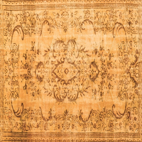 Ahgly Company Indoor Square Persian Orange Traditional Area Rugs, 4' Square