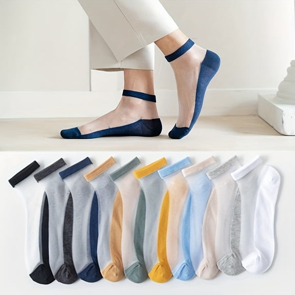 12 Pairs of Men'S Invisible Socks, Comfortable Short Socks for Summer, Stylish And Easy Semi-Transparent Boat Socks