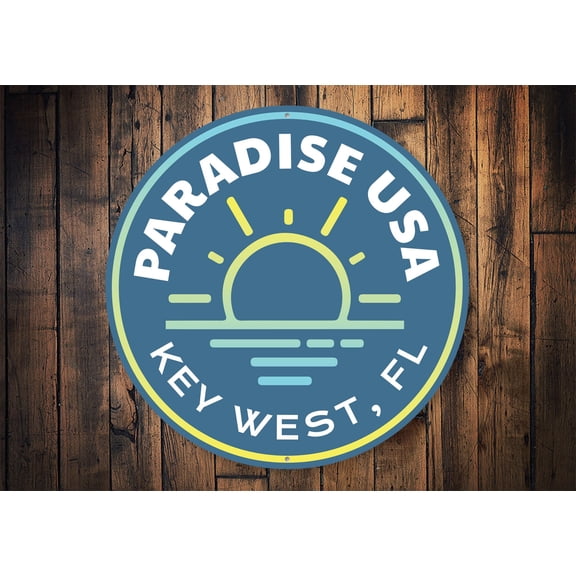 Paradise USA Sunset Novelty Decor, Metal Wall Sign - 12" Circle