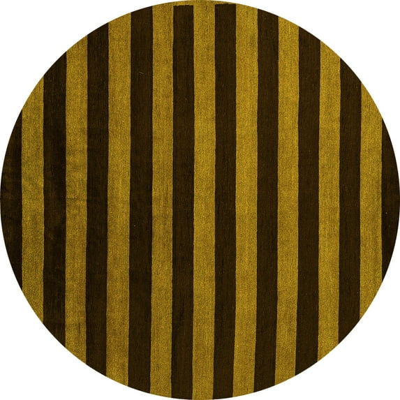Ahgly Company Indoor Round Abstract Yellow Modern Area Rugs, 8' Round