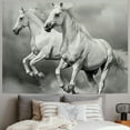 thumbnail image 2 of PRATYUS  Horses Tapestry, Running Horses Symbolizing Passion for Freedom Creatures Photo Print, Wide Wall Hanging for Bedroom Living Room Dorm,Multi Size, Off White Black Painting, 2 of 6