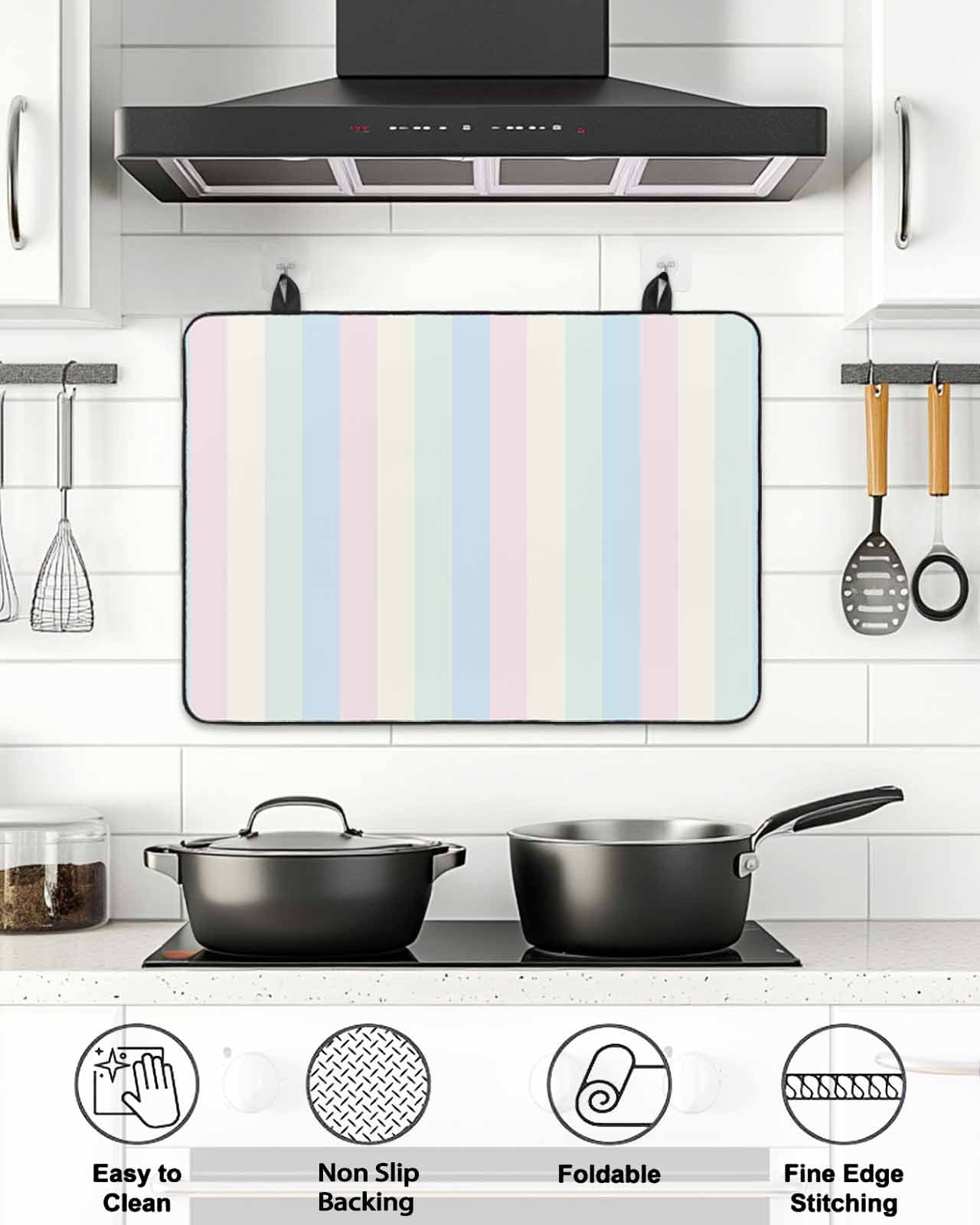 Stove Top Covers for Electric Stove, Colorful Striped Glass Stovetop Cover Protector, Rainbow Color Stripes Induction Cooktop Protector Oven Mat for Kitchen Countertop 24"x21"