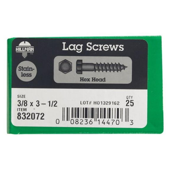 Hillman 832072 0.375 x 3.5 in. Stainless Steel Lag Bolt