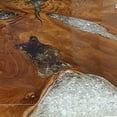 thumbnail image 6 of Benjara 32 Inch Tabletop Platform, Square, Resin, Teak Wood, Brown and White Finish, 6 of 6