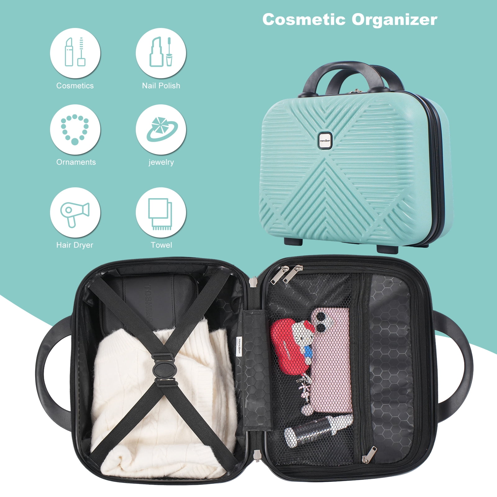 Tripcomp Luggage Sets 2 Piece Suitcase Set (14/20/)Hardside Suitcase with Spinner Wheels Lightweight Carry On Luggage(Light Blue)