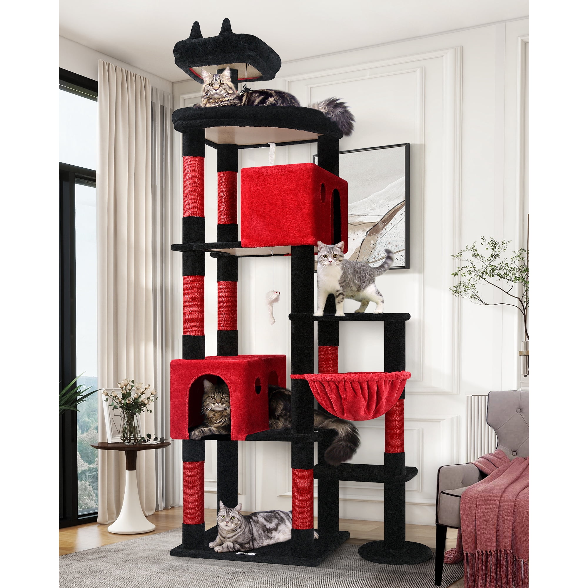 Globlazer Gothic Giant Cat Tree for Indoor Large Cat, 83in, F83, Blood-Goth
